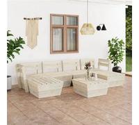 Salon de jardin palette 7 pcs Bois d épicéa imprégné G