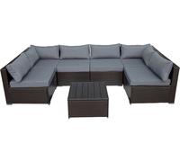 Salon De Jardin Panoramique En Résine Tressée "Océane" - 6 Places - Marron