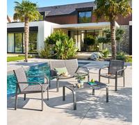 Hespéride – Salon de jardin Piazza – Alu et texaline – 4 places – Gris graphite