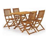 Salon de jardin pliable en acacia - VIDAXL - Brun - 4 personnes - Bois massif Marron G
