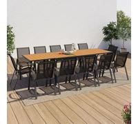 IDMarket Salon de jardin Poly extensible Table 135-270 cm 12 chaises Bois et gris foncé