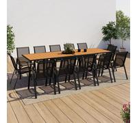 Salon De Jardin Poly Extensible Table 135-270 Cm Et 12 Chaises Bois Et Noir Noir