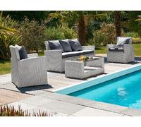 Salon de jardin PORTOVECCHIO Confort gris résine tressée 4 éléments