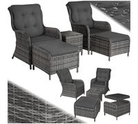 ENSEMBLE TABLE CHAISE DE JARDIN - TECTAKE - Salon de jardin BENISSA sans Montage pour 2 à 4 personnes - Gris tâcheté/Gris