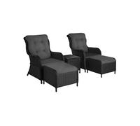 tectake® Salon de Jardin Extérieur en Poly Rotin et Aluminium 2 Personnes Ensemble Fauteuil salon, Tabouret pouf & Table de Jardin, Coussins inclus, Mobilier de jardin pour Amenagement Balcon Terrasse