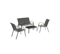 Salon de jardin - TECTAKE - Ensemble détente d'extérieur NORA pour 4 personnes avec tissu déperlant et table - Gris Anthracite