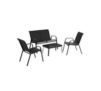 Salon de jardin - TECTAKE - Ensemble détente d'extérieur NORA pour 4 personnes avec tissu déperlant et table - Noir