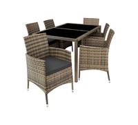 Salon de jardin Pour 6 personnes Résistant aux UV Housse de protection incluse marron naturel/gris foncé