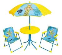 Salon de jardin pour enfants - FUN HOUSE - MARSUPILAMI - Jaune - 2 chaises pliantes - Parasol