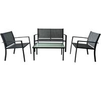 Salon de jardin Rebecca Mobili Achiote 75x110x58 Acier Polyester Gris Foncé Noir Moderne SET 4 pcs