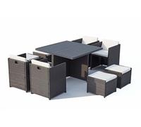 Concept Usine Salon de jardin Sunset 8 places encastrables alu résine gris-blanc