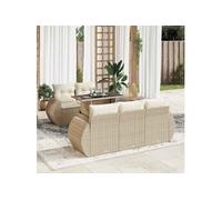 Salon de jardin resine tressee beige 6 pieces x 71 x 69 5 personnes