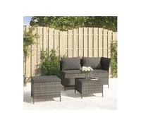 Vidaxl Salon De Jardin 3 Pcs Avec Coussins Gris Résine Tressée