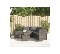 Salon de jardin resine tressee gris 4 pieces 43.0 x 43 x 30 5 personnes