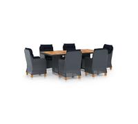 Vidaxl Ensemble À Manger D'extérieur 7pcs Et Coussins Résine Tressée