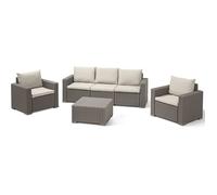Salon De Jardin En Imitation Resine Tressee Allibert Avec Table Basse - 5 Personnes - California - Beige Beige