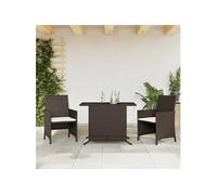 Vidaxl Ensemble De Bistro 3 Pcs Avec Coussins Marron Résine Tressée