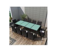 Salon de jardin resine tressee noir 11 pieces 250.0 x 100 x 74 10 personnes