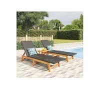 Salon De Jardin 3 Pcs Résine Tressée Et Bois Massif D'acacia