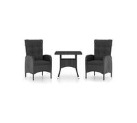 Salon de jardin resine tressee noir 3 pieces 80.0 x 80 x 75 cm