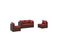 Salon de jardin resine tressee rouge 4 pieces 4 personnes