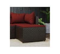 vidaXL Repose-pied de jardin avec coussin marron en résine tressée