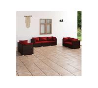 Salon de jardin VIDAXL resine tressee rouge 7 pieces 7 personnes rouge G