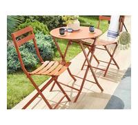 Salon De Jardin Rond En Métal Greensboro Ø 60 Cm Ambre Avec 2 Chaises - Hespéride Multicolore