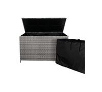 Coffre de rangement extérieur en rotin gris - MONSTERSHOP - 582L - 138x70x80cm