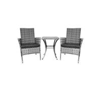 Salon de jardin rotin gris 3 pieces 61 x 61 x 61 2 personnes