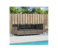 vidaXL Ensemble de salon de jardin 5 pièces avec coussins Gris Poly rotin