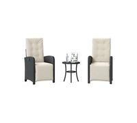 Vidaxl Ensemble De Bistro 3 Pcs Avec Coussins Noir Résine Tressée