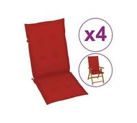 Vidaxl Coussin De Chaise De Jardin 4 Pcs Rouge 120 X 50 X 3 Cm