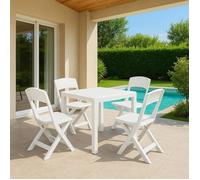 Salon de jardin Sanzeno Dmora, en plastique blanc
