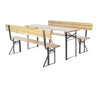 Salon de Jardin Set Brasserie en Bois avec Dossier Lisbonne - 180 cm - Marron