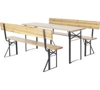 Salon de Jardin Set Brasserie en Bois avec Dossier Lisbonne - 180 cm - Marron