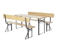 Salon de Jardin Set Brasserie en Bois avec Dossier Lisbonne - 180 cm - Marron