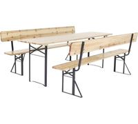 Salon de Jardin Set Brasserie en Bois avec Dossier Lisbonne - 220 cm - Marron