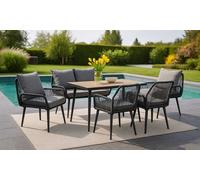 Salon de jardin Sienna de Swing & Harmonie : 6 personnes XL / Anthracite et gris