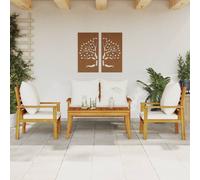 Salon de Jardin Table Chaises Ensemble Meubles 4 pcs Bois d'Acacia Solide vidaXL