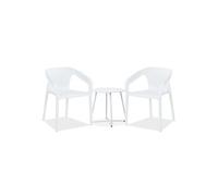 Salon de jardin Extérieur Meuble Patio 3 pcs Table 2 Places en Blanc Homestyle4u
