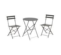 Salon de jardin Table ronde pliante Ø 60 cm + 2 Chaises pliantes Cuba