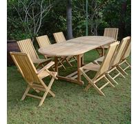 Salon de jardin teck fuji 1.60 à 2.40 m