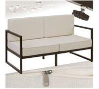 Salon de jardin - TECTAKE - Canapé de jardin 2 places COMOSA avec rembourrage épais et housses amovibles et déperlantes