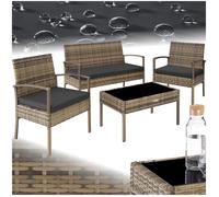 Salon de jardin - TECTAKE - Ensemble bas détente d'extérieur SPARTE avec cadre en aluminium et résistant aux UV - Marron Naturel