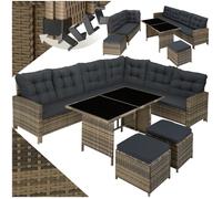 Salon de jardin - TECTAKE - Ensemble canapé lounge d'extérieur BARLETTA modulable en rotin 8 places - Marron naturel