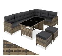 Salon de jardin - TECTAKE - Ensemble canapé lounge d'extérieur BARLETTA modulable en rotin 8 places résistant UV- Marron Naturel