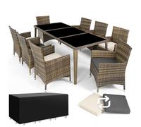 Salon de jardin - TECTAKE - Ensemble détente repas d'extérieur MENORCA 8 personnes avec cadre en aluminium résistant UV - Naturel