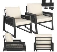 Salon de jardin - TECTAKE - Ensemble détente d'extérieur CAPTIVE 2 fauteuils 1 table résistants intempéries