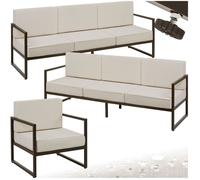 Salon de jardin - TECTAKE - Ensemble détente d'extérieur COMOSA pour 7 personnes avec rembourrage XXL et déperlant - Marron/beige